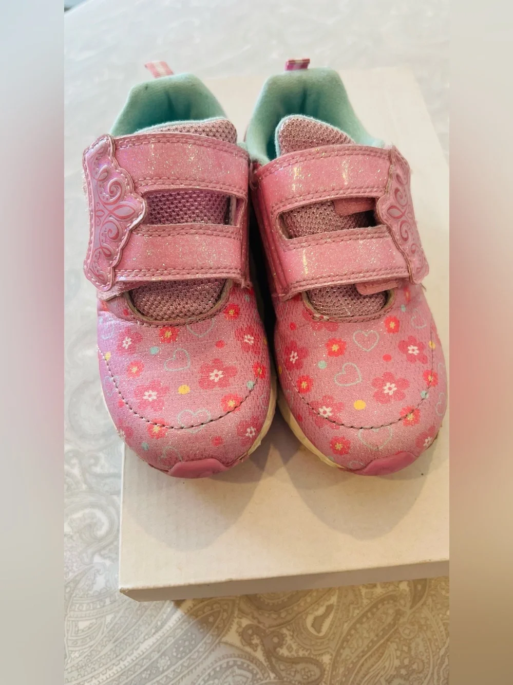 Disney Girls' Pink Princess Velcro Kids Shoes size 10